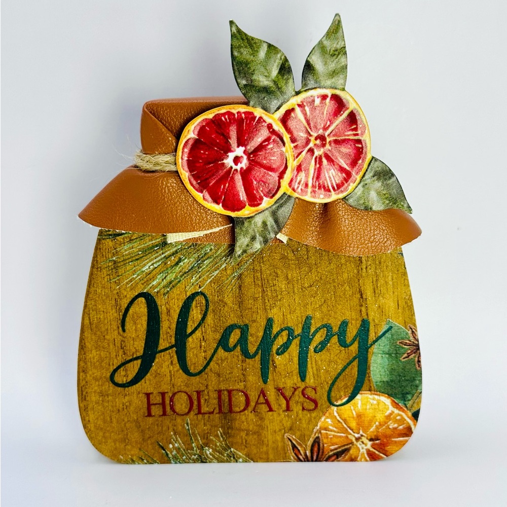 Happy Holidays Wooden Decor Sign Tabletop 5” x 5.5” Thanksgiving Halloween